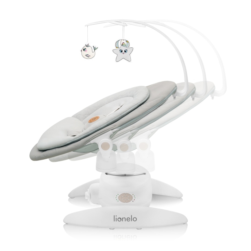 Lionelo - Dondolo per bambini con melodia MELL Beige Sand 4xAA + telecomando