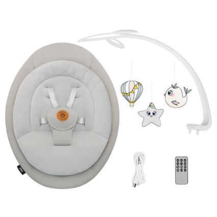 Lionelo - Dondolo per bambini con melodia MELL Beige Sand 4xAA + telecomando