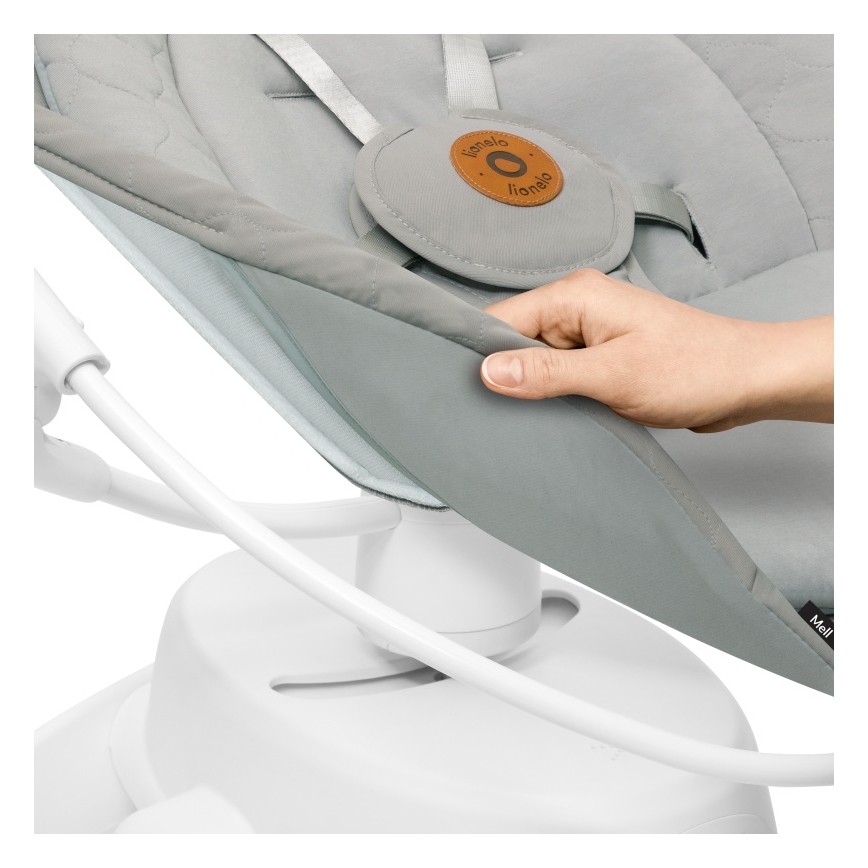 Lionelo - Dondolo per bambini con melodia MELL Beige Sand 4xAA + telecomando
