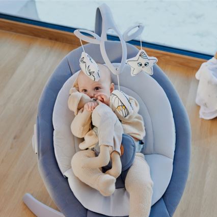 Lionelo - Dondolo per bambini con melodia MELL Grigio Pietra 4xAA + telecomando