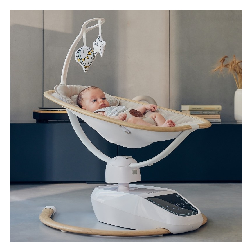 Lionelo - Dondolo per bambini con melodia OLIVIA Beige Natural con telecomando incluso