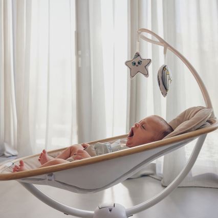 Lionelo - Dondolo per bambini con melodia OLIVIA Beige Naturale + telecomando
