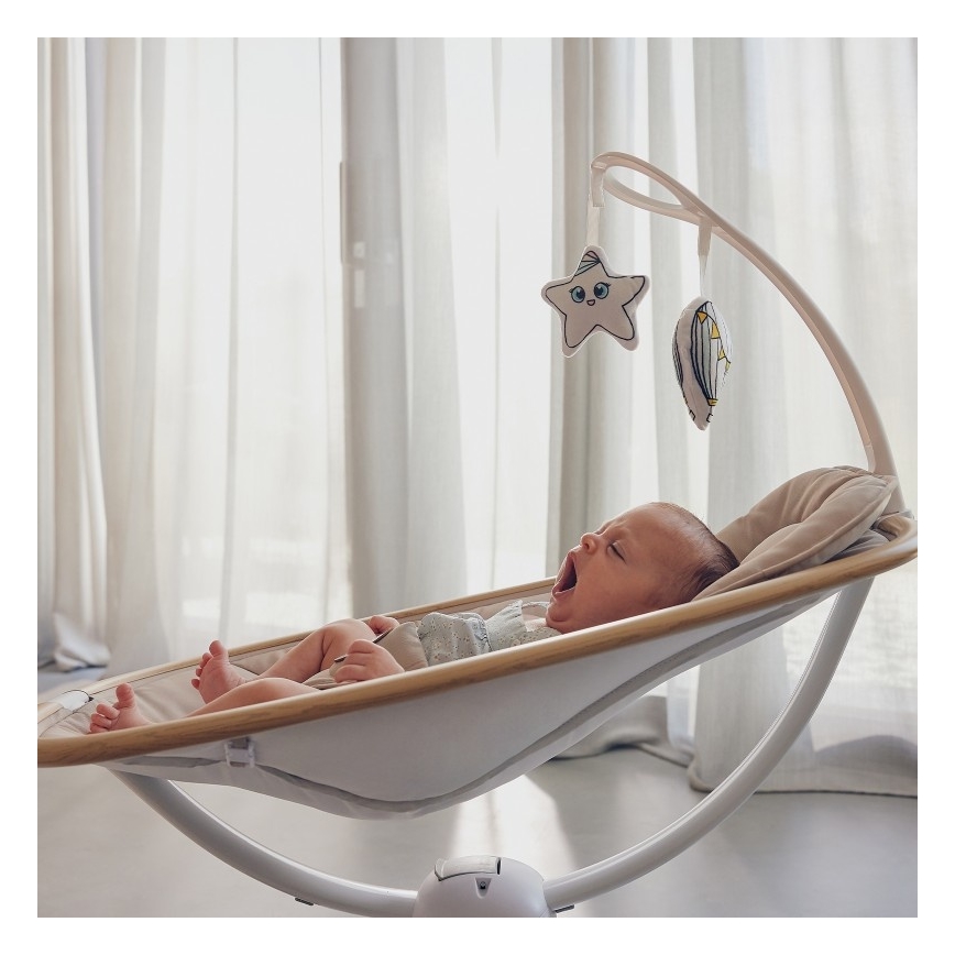 Lionelo - Dondolo per bambini con melodia OLIVIA Beige Naturale + telecomando