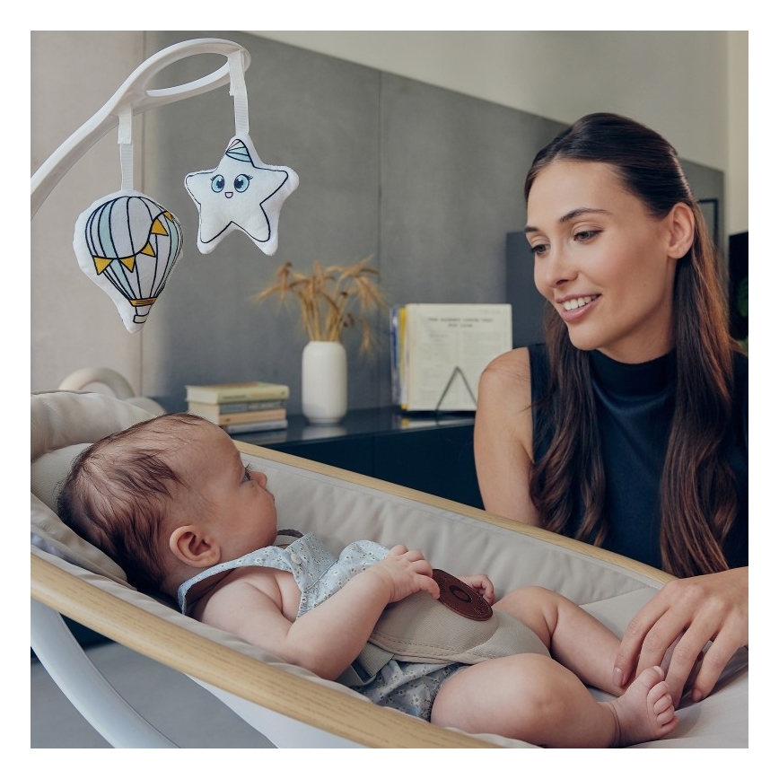 Lionelo - Dondolo per bambini con melodia OLIVIA Beige Naturale + telecomando