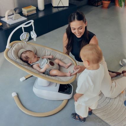 Lionelo - Dondolo per bambini con melodia OLIVIA Beige Naturale + telecomando