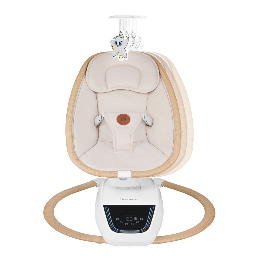 Lionelo - Dondolo per bambini con melodia OLIVIA Beige Naturale + telecomando
