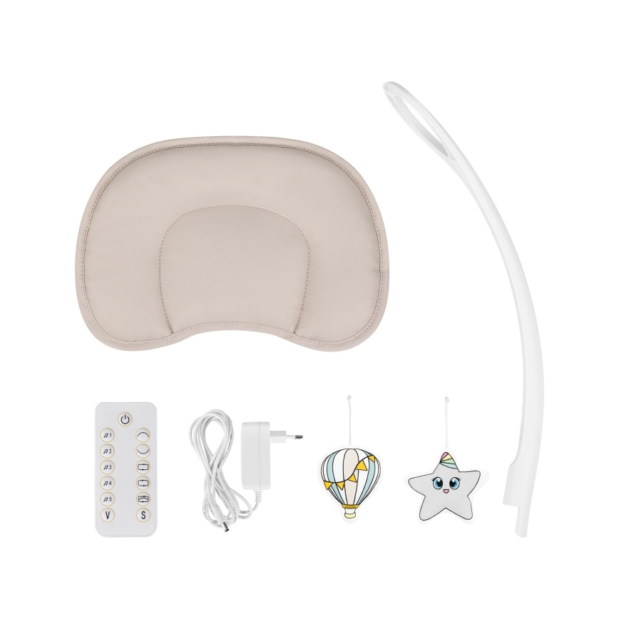 Lionelo - Dondolo per bambini con melodia OLIVIA Beige Naturale + telecomando