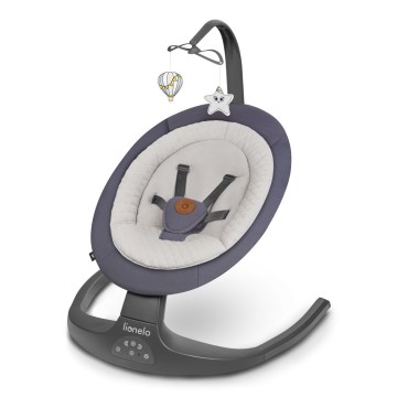 Lionelo - Dondolo per bambini con melodia RALF 4xAA Grigio Grafite + telecomando