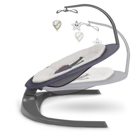 Lionelo - Dondolo per bambini con melodia RALF 4xAA Grigio Grafite + telecomando