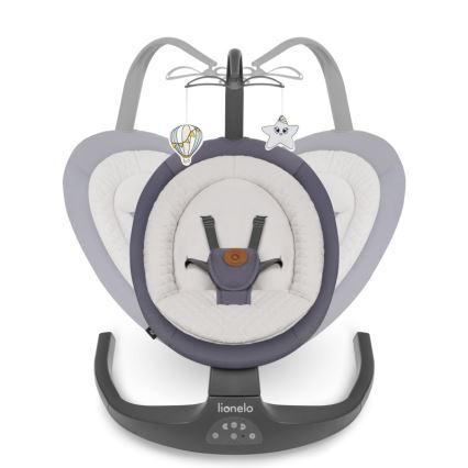 Lionelo - Dondolo per bambini con melodia RALF 4xAA Grigio Grafite + telecomando