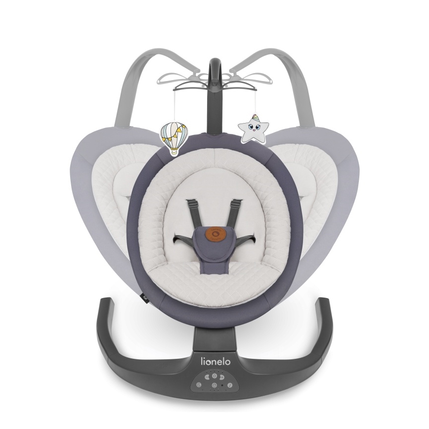 Lionelo - Dondolo per bambini con melodia RALF 4xAA Grigio Grafite + telecomando