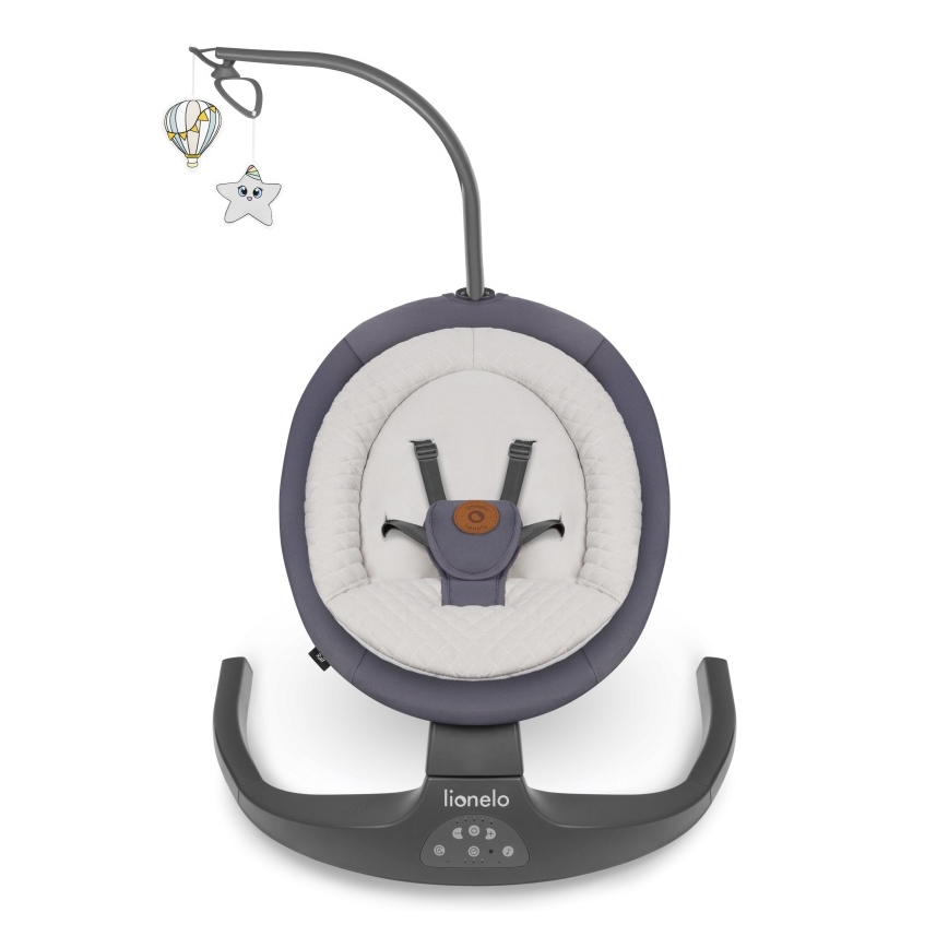 Lionelo - Dondolo per bambini con melodia RALF 4xAA Grigio Grafite + telecomando
