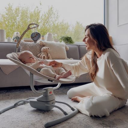 Lionelo - Dondolo per bambini con melodia RIO 4xC Beige Latte + telecomando