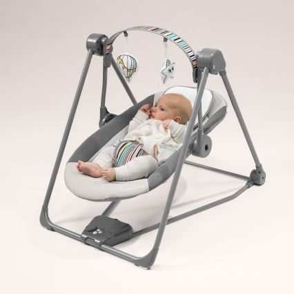 Lionelo - Dondolo per bambini OTTO 4xLR14 Cozy Grey
