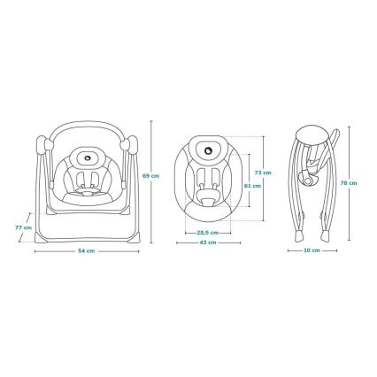Lionelo - Dondolo per bambini OTTO 4xLR14 Cozy Grey