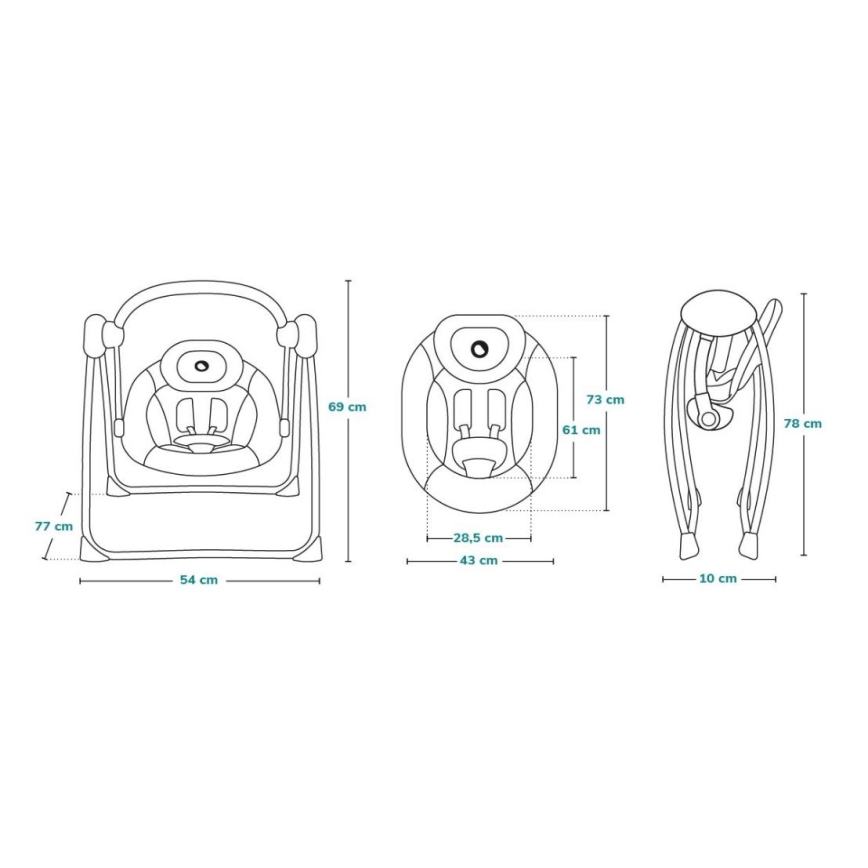 Lionelo - Dondolo per bambini OTTO 4xLR14 Cozy Grey