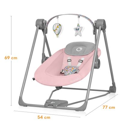 Lionelo - Dondolo per bambini OTTO 4xLR14 Rosa baby