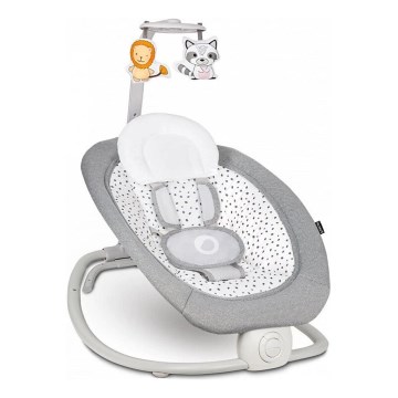 Lionelo - Dondolo vibrante per bambini con melodia PASCAL, 2xAA, grigio