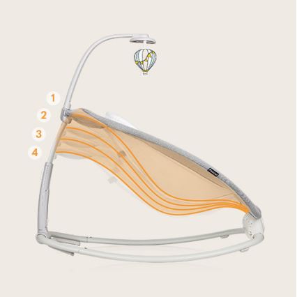 Lionelo - Dondolo vibrante per bambini con melodia PASCAL, 2xAA, grigio