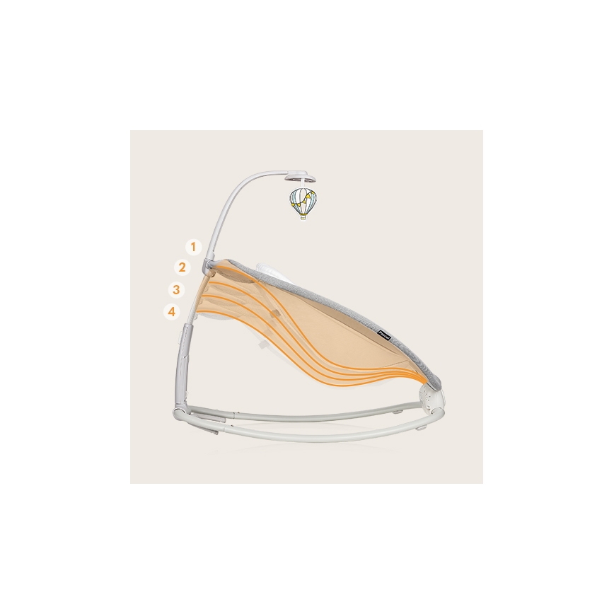 Lionelo - Dondolo vibrante per bambini con melodia PASCAL, 2xAA, grigio