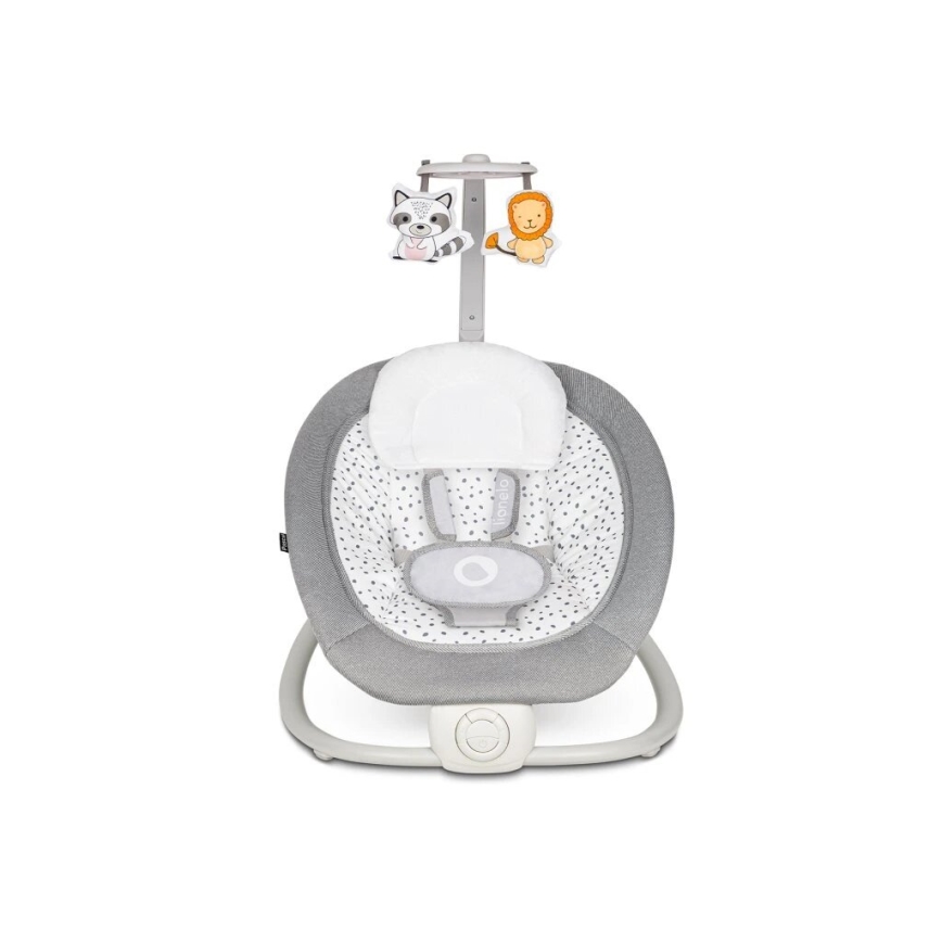 Lionelo - Dondolo vibrante per bambini con melodia PASCAL, 2xAA, grigio