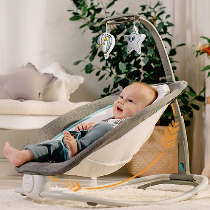 Lionelo - Dondolo vibrante per bambini con melodia PASCAL grigio