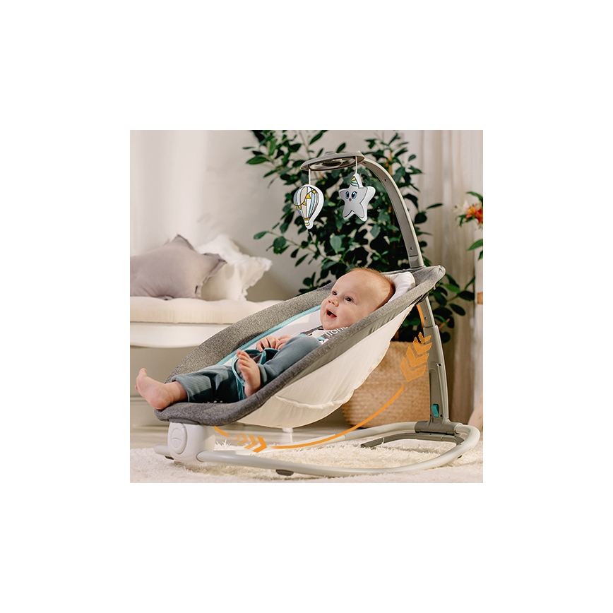Lionelo - Dondolo vibrante per bambini con melodia PASCAL grigio