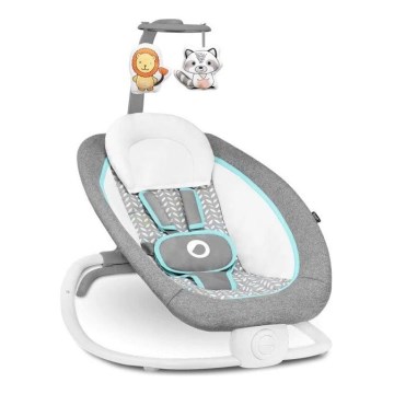 Lionelo - Dondolo vibrante per bambini con melody PASCAL grigio/turchese