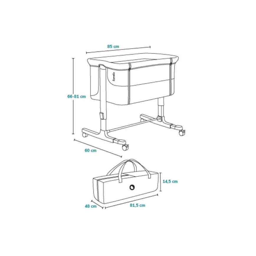 Lionelo - Lettino 3 in 1 per bambini AURORA Grigio Grafite