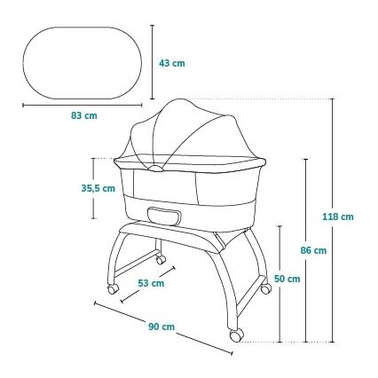 Lionelo - Lettino CORAL con bilancia, Bianco