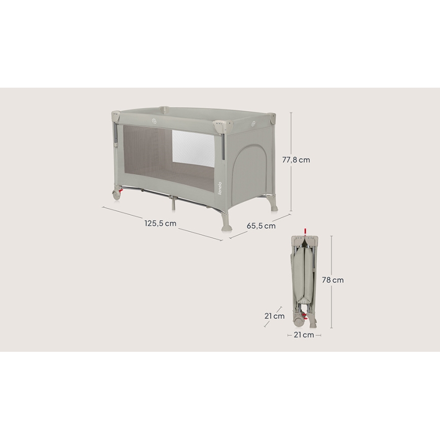 Lionelo - Lettino da viaggio 3 in 1 ELLEN Beige Sand