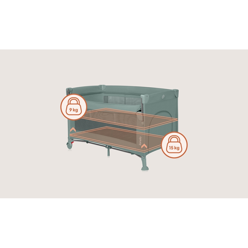 Lionelo - Lettino da viaggio 3 in 1 ELLEN Verde Salvia