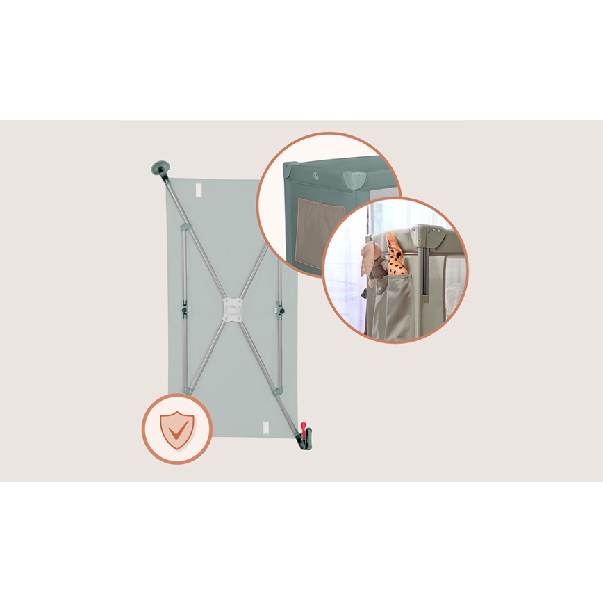 Lionelo - Lettino da viaggio 3 in 1 ELLEN Verde Salvia