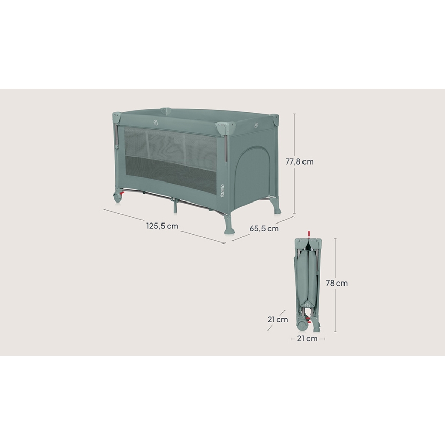 Lionelo - Lettino da viaggio 3 in 1 ELLEN Verde Salvia