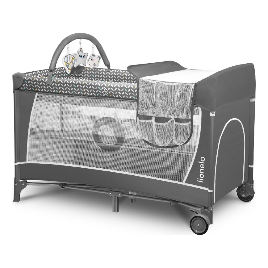Lionelo - Lettino da Viaggio FLOWER Grigio Scandi