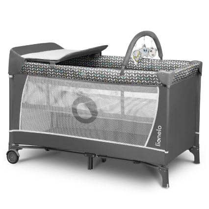 Lionelo - Lettino da Viaggio FLOWER Grigio Scandi