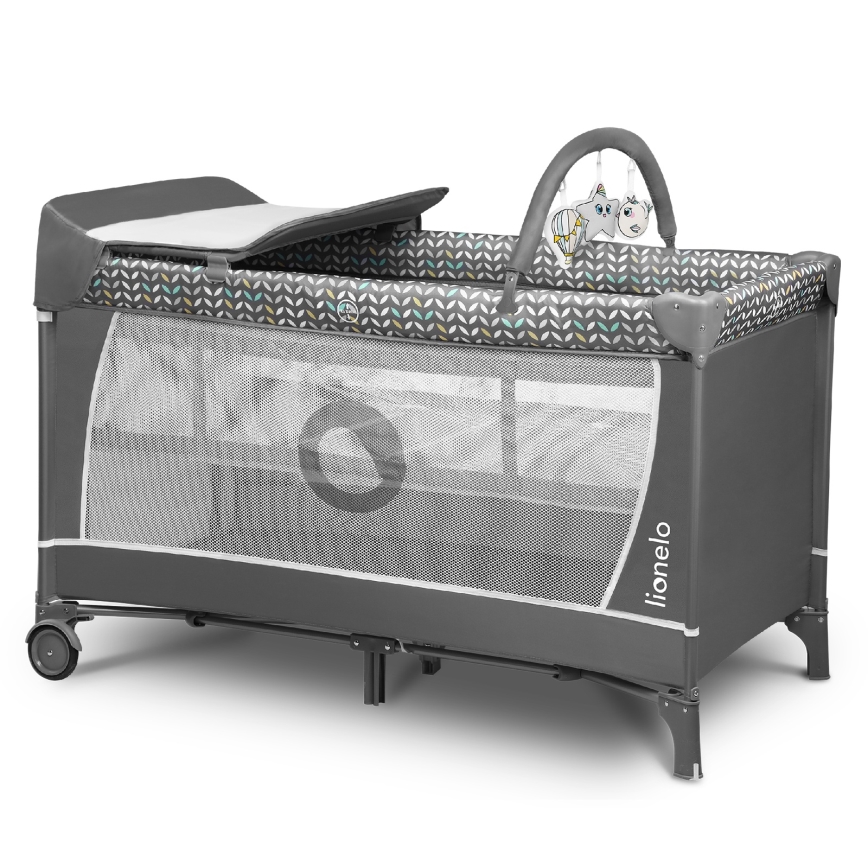 Lionelo - Lettino da Viaggio FLOWER Grigio Scandi