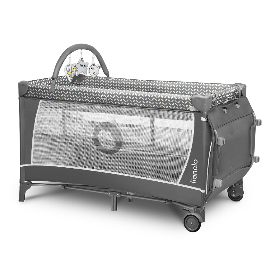 Lionelo - Lettino da Viaggio FLOWER Grigio Scandi