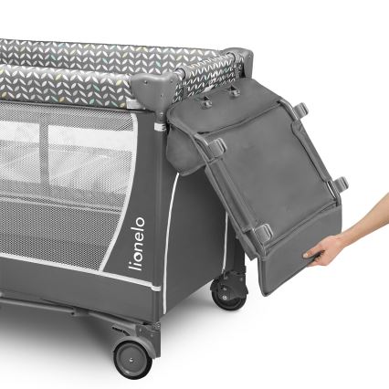 Lionelo - Lettino da Viaggio FLOWER Grigio Scandi