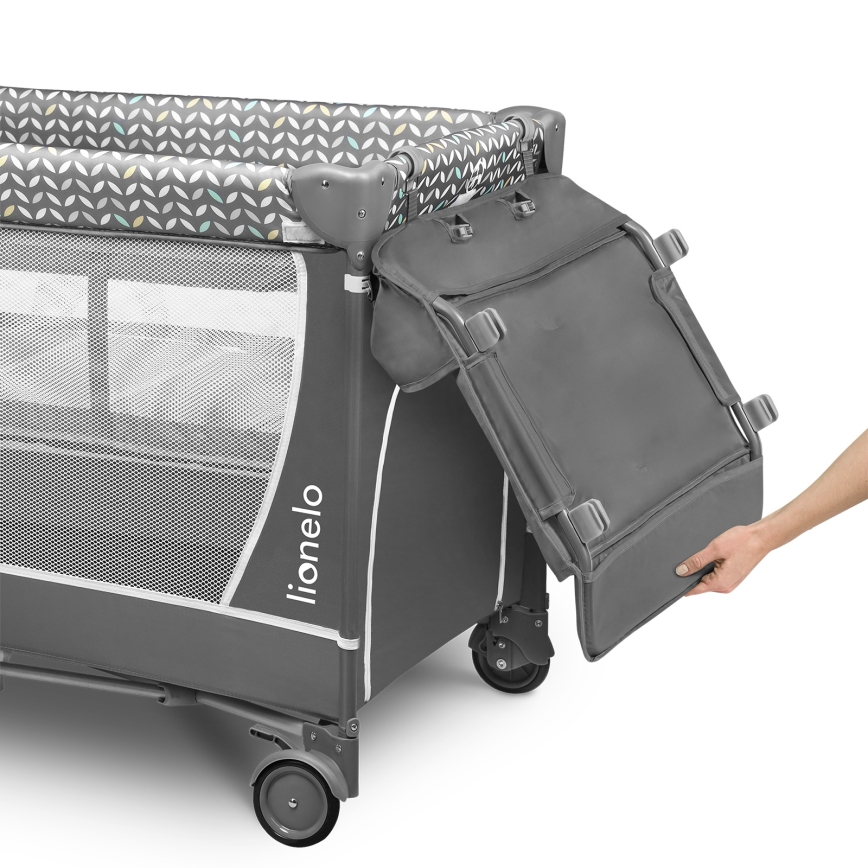 Lionelo - Lettino da Viaggio FLOWER Grigio Scandi