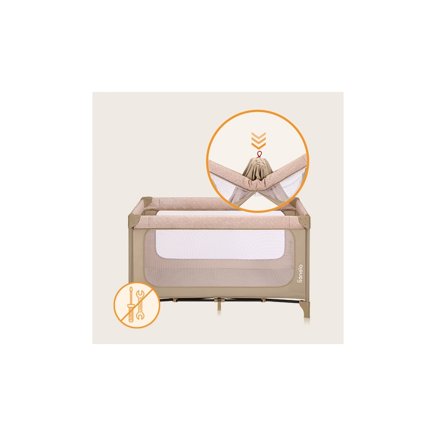 Lionelo - Lettino da viaggio JASMIN EASY FOLD Beige Sand