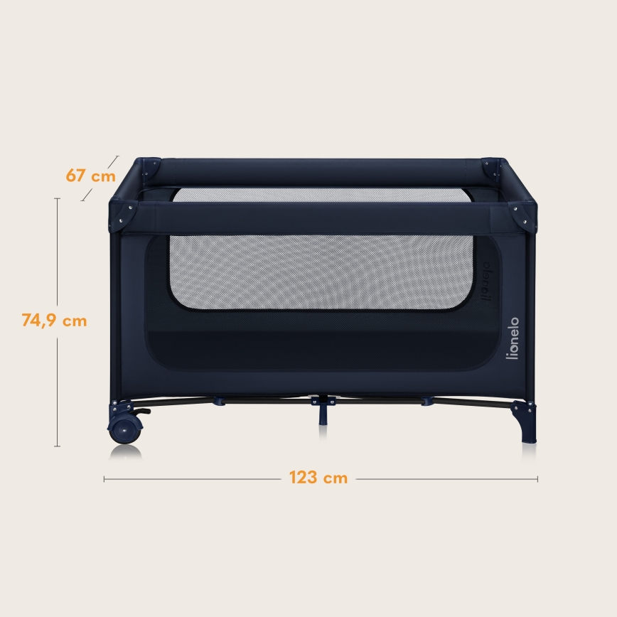 Lionelo - Lettino da viaggio JASMIN EASY FOLD Blu Navy