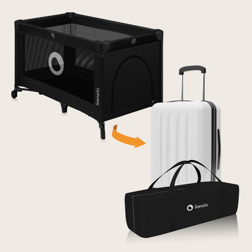 Lionelo - Lettino da viaggio STEFI Carbonio Nero