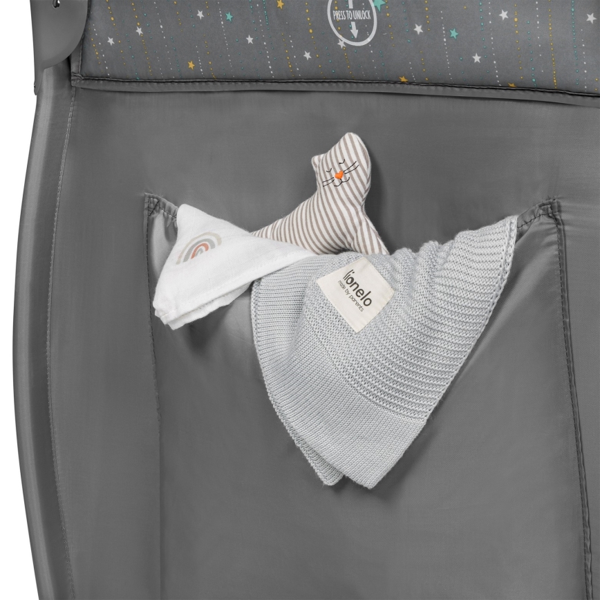 Lionelo - Lettino da viaggio STEFI PLUS Grigio Multicolore