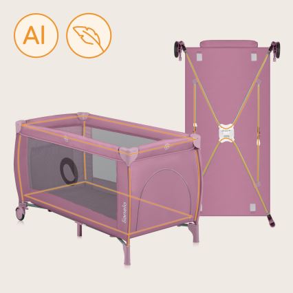 Lionelo - Lettino da viaggio STEFI PLUS Magnolia Rosa