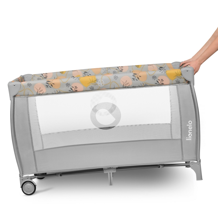 Lionelo - Lettino da viaggio STEFI PLUS Rosa e Giallo