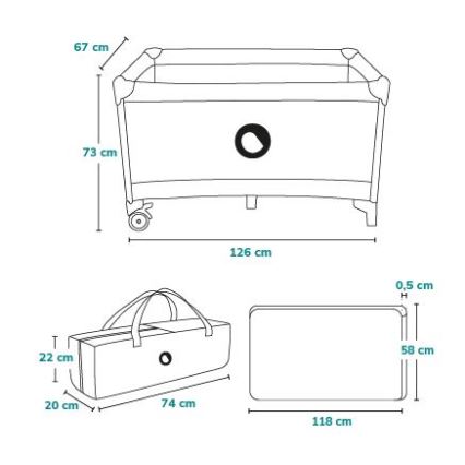 Lionelo - Lettino da viaggio STEFI turchese