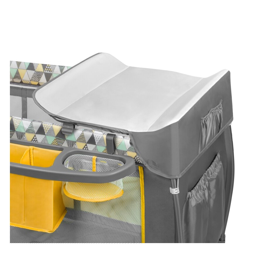 Lionelo - Lettino da viaggio SVEN PLUS grigio/giallo