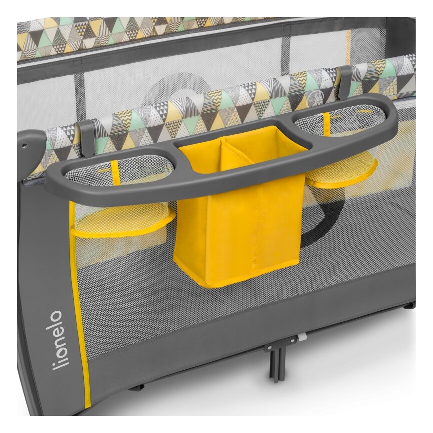 Lionelo - Lettino da viaggio SVEN PLUS grigio/giallo
