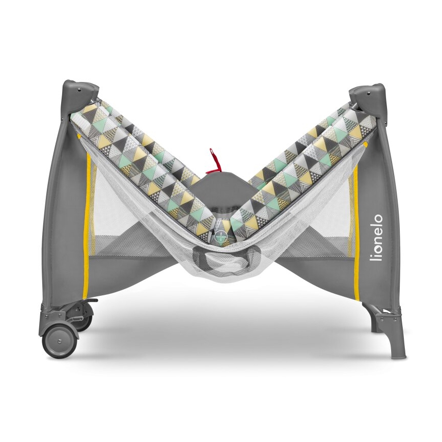 Lionelo - Lettino da viaggio SVEN PLUS grigio/giallo